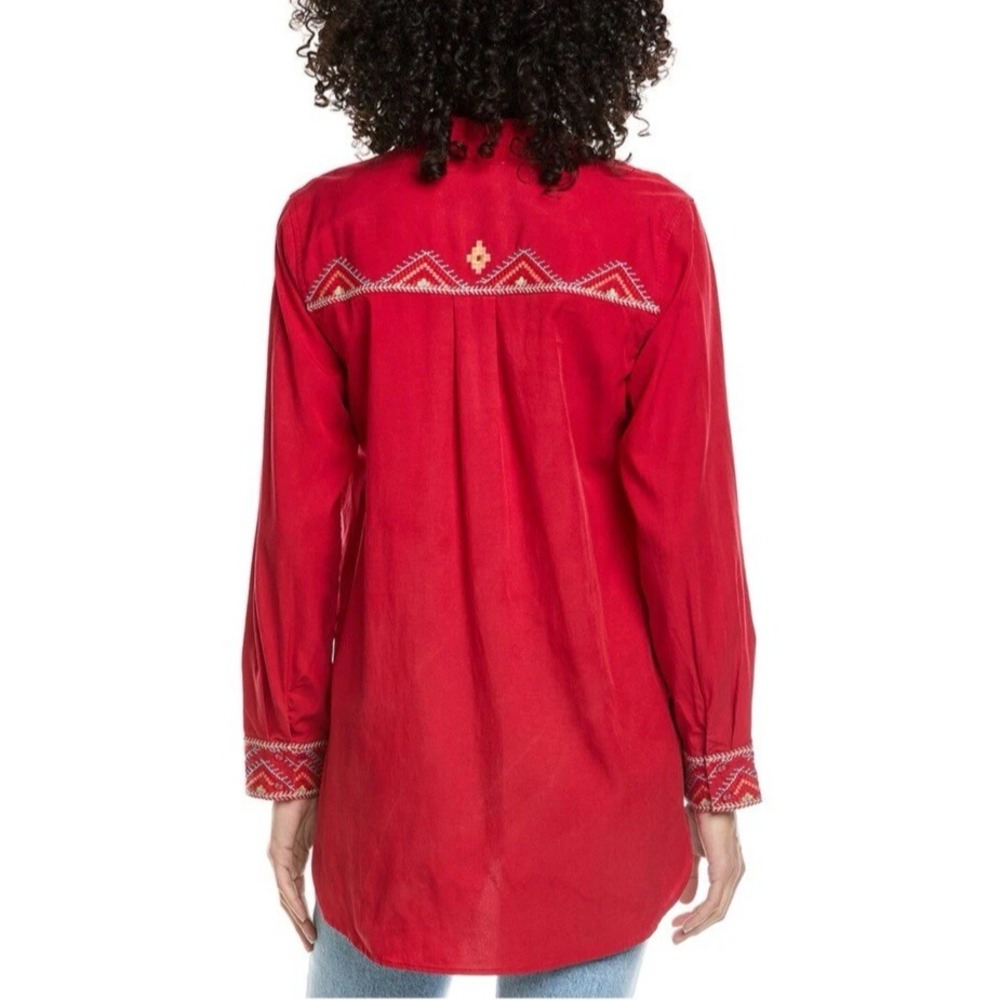 Johnny Was Size Small Helena Zip Shirt Tunic Savvy Red‎ Floral Horse Embroidered - Picture 2 of 13